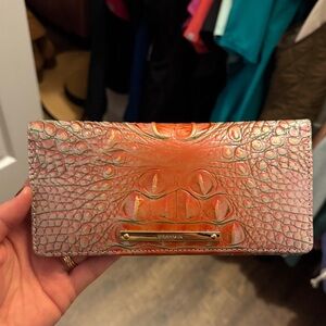 Brahmin Coral Crocodile Embossed Clutch